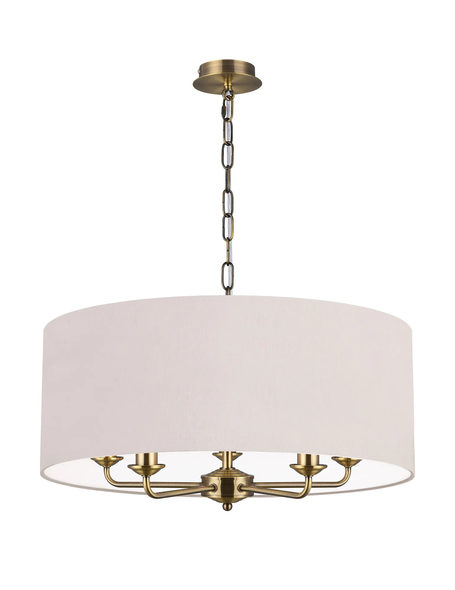 Banyan 60cm 5 Light Pendant Antique Brass; Nude Beige/Moonlight DK0663  Deco Banyan AB NU